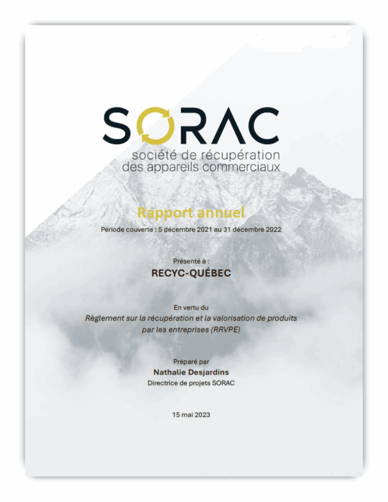 Page couverture pour rapport public SORAC, 2022